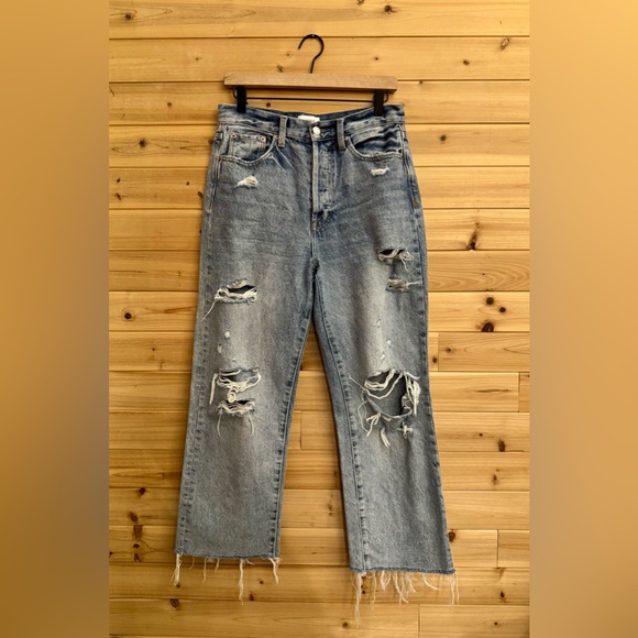 pistola Denim - Pistola 28/6 High Rise Cassie Distressed Raw Edge Hem Hemp Cotton Blend Jeans